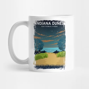 Indiana Dunes National Park at Night Vintage Mininimal Travel Poster Mug